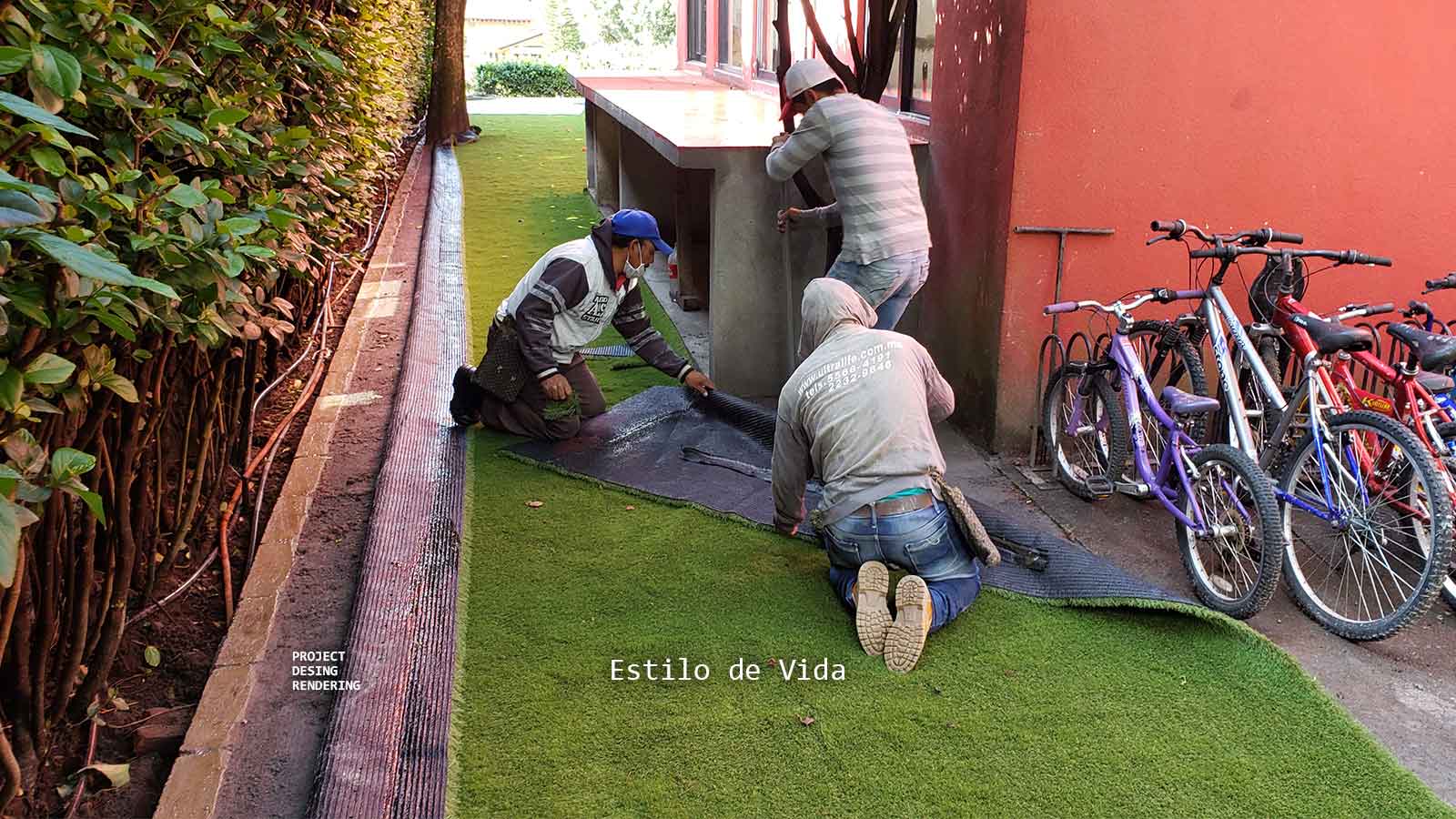 Instalación de pasto sintético