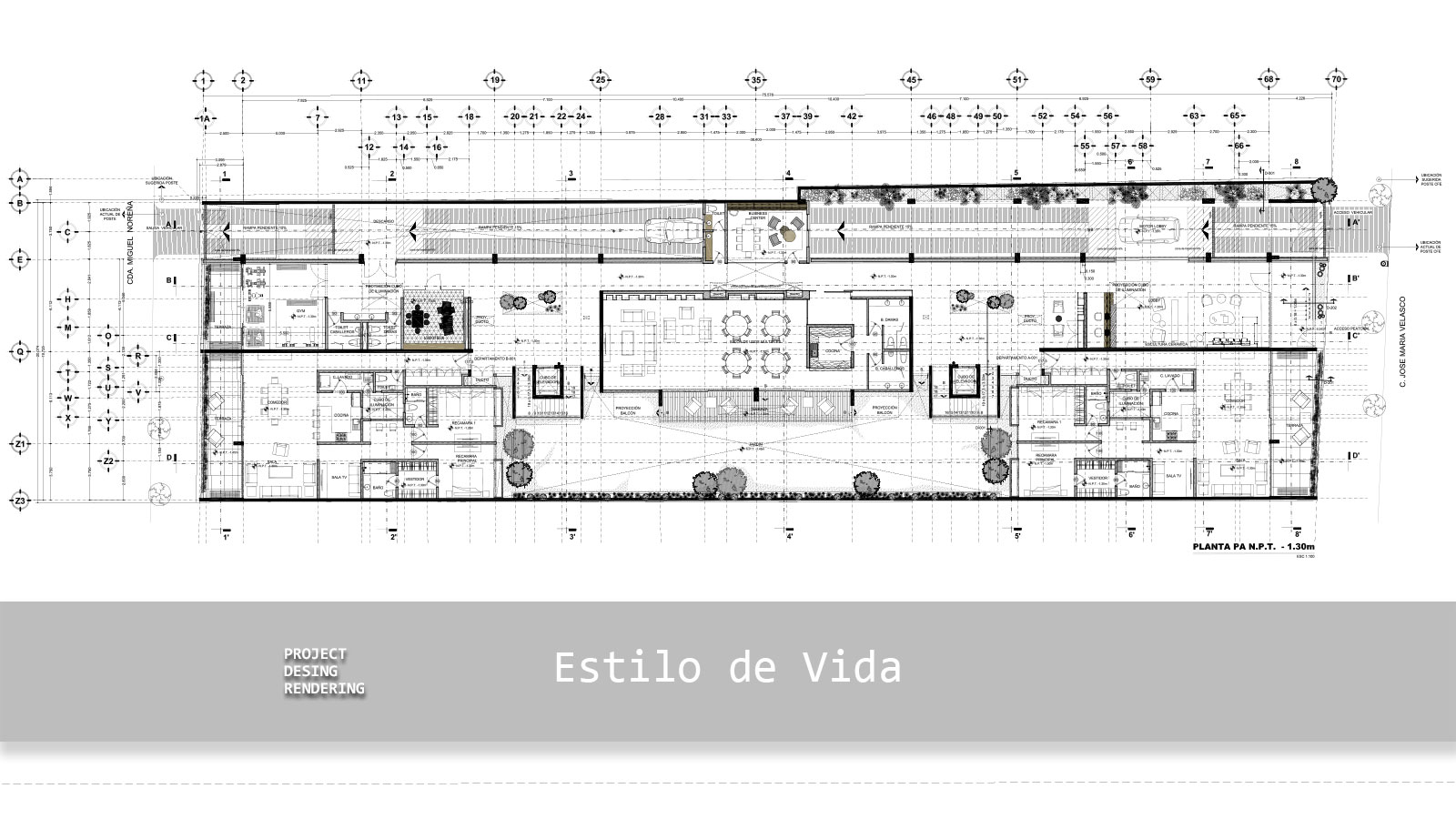 Plano arquitectónico planta de acceso proyecto ejecutivo